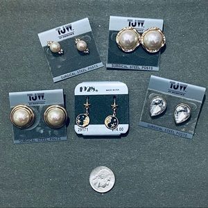 Mother of pearl Gold tone Earrings Bundle - pierced